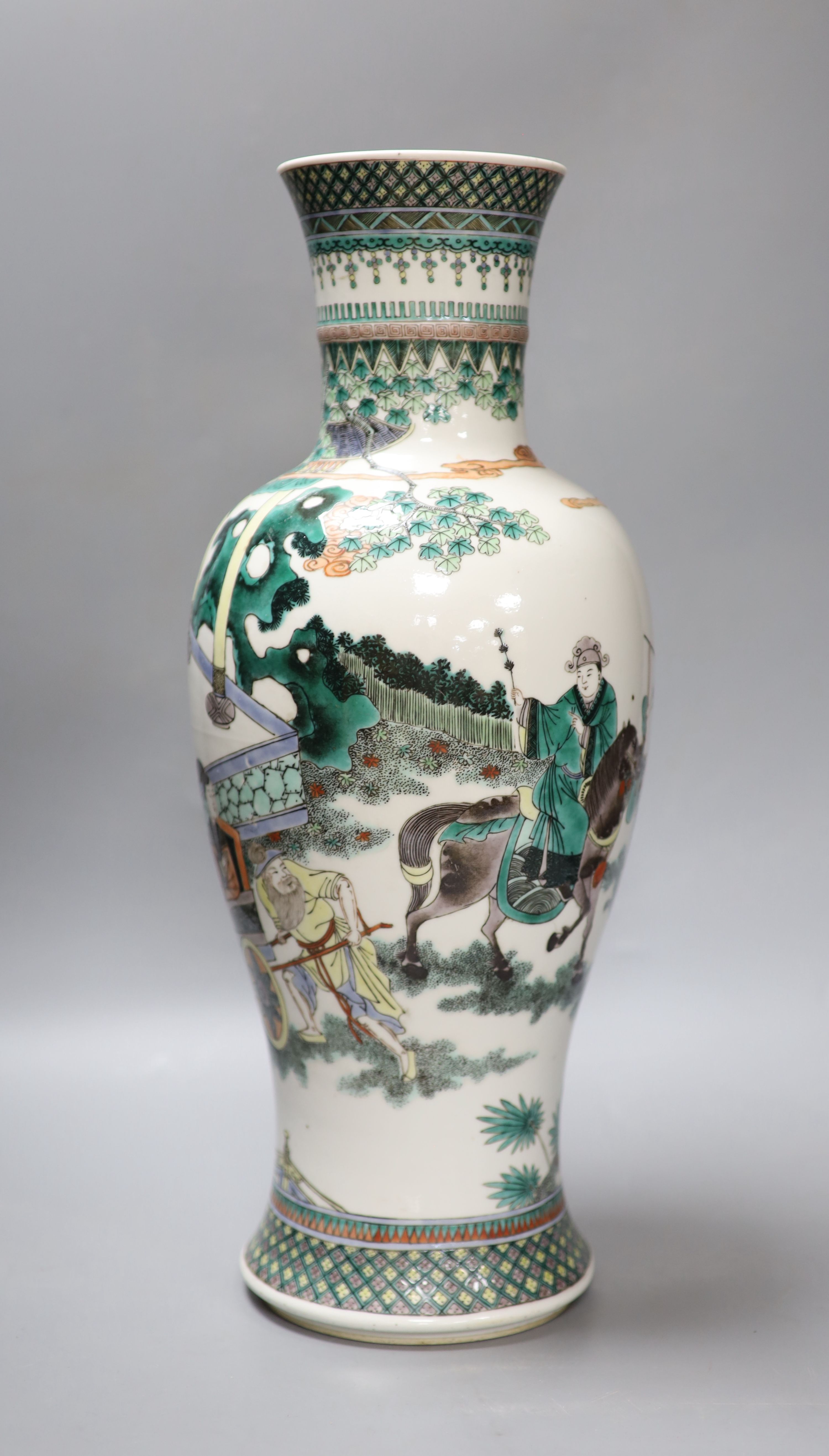 A 19th century Chinese famille verte baluster vase, height 47cm